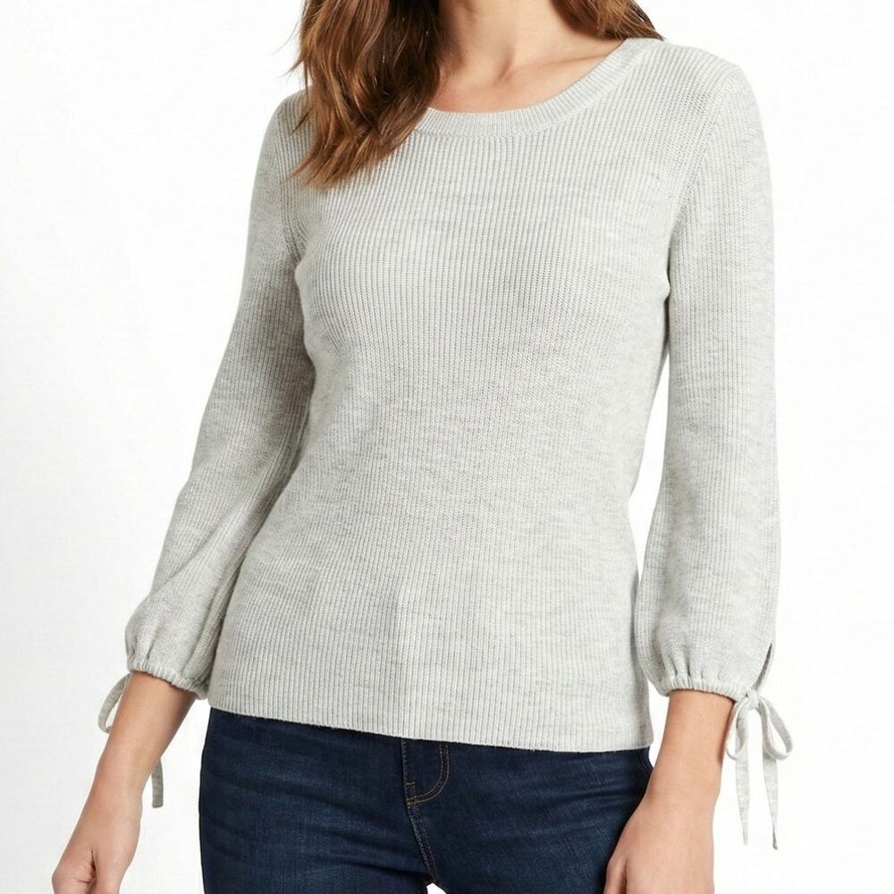 Banana Republic Outlet XS 3/4 Sleeve Knit Sweater Gray Cotton Rayon